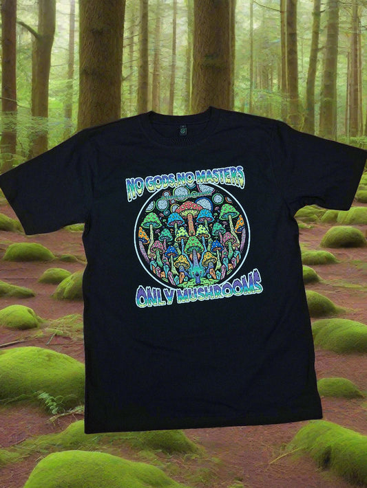 JCM x Danny Skez T-Shirt - NO GODS, NO MASTERS ONLY MUSHROOMS