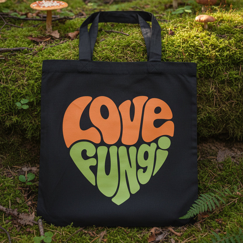 love fungi foraging tote bag by Jurassic coast mushrooms