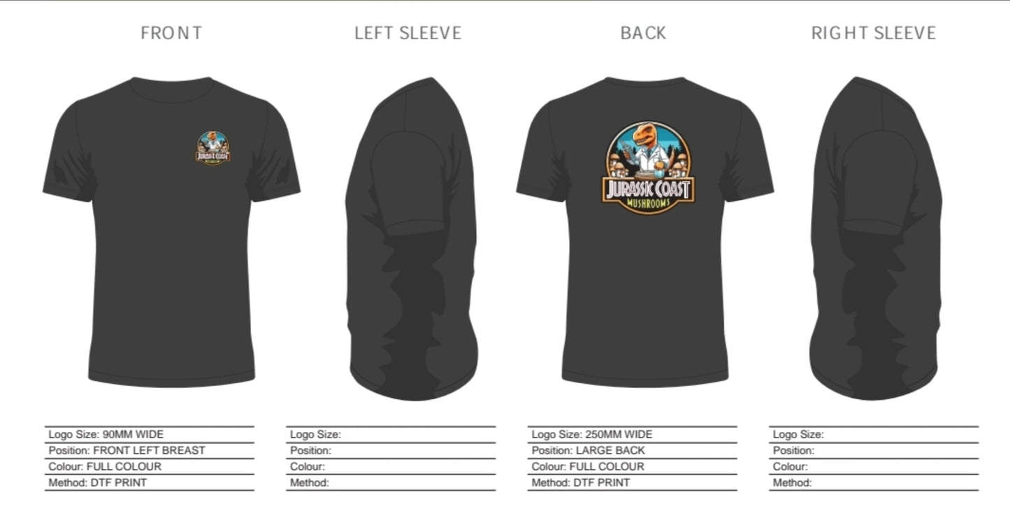 Jurassic Coast Mushrooms T-Shirt (Black) HEAVY EDITION
